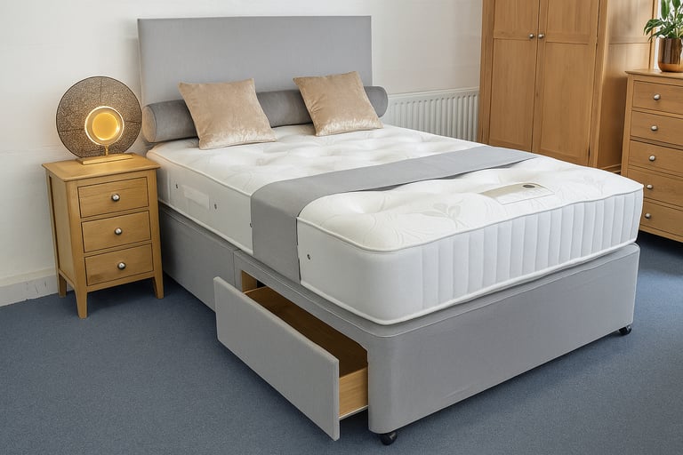 image for Premium Divan Bed with Drawers and Mattress Options in Single Double King Size