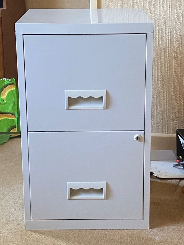 image for 2 drawer light grey metal filing cabinet 