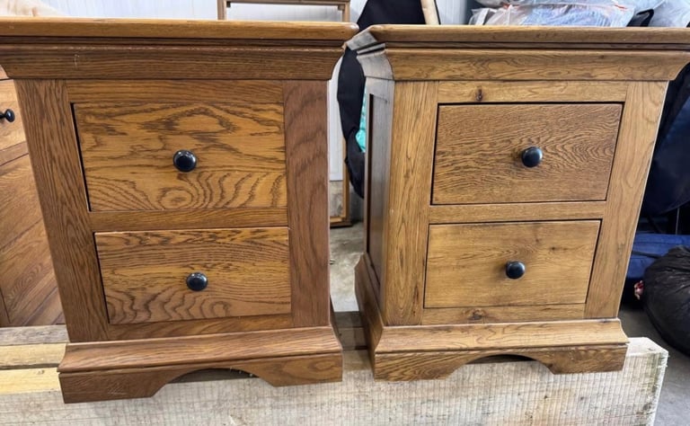Solid oak bedside cabinets x2