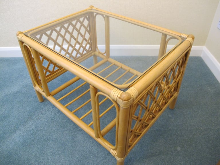 image for Bamboo Coffee Table, with glass top.