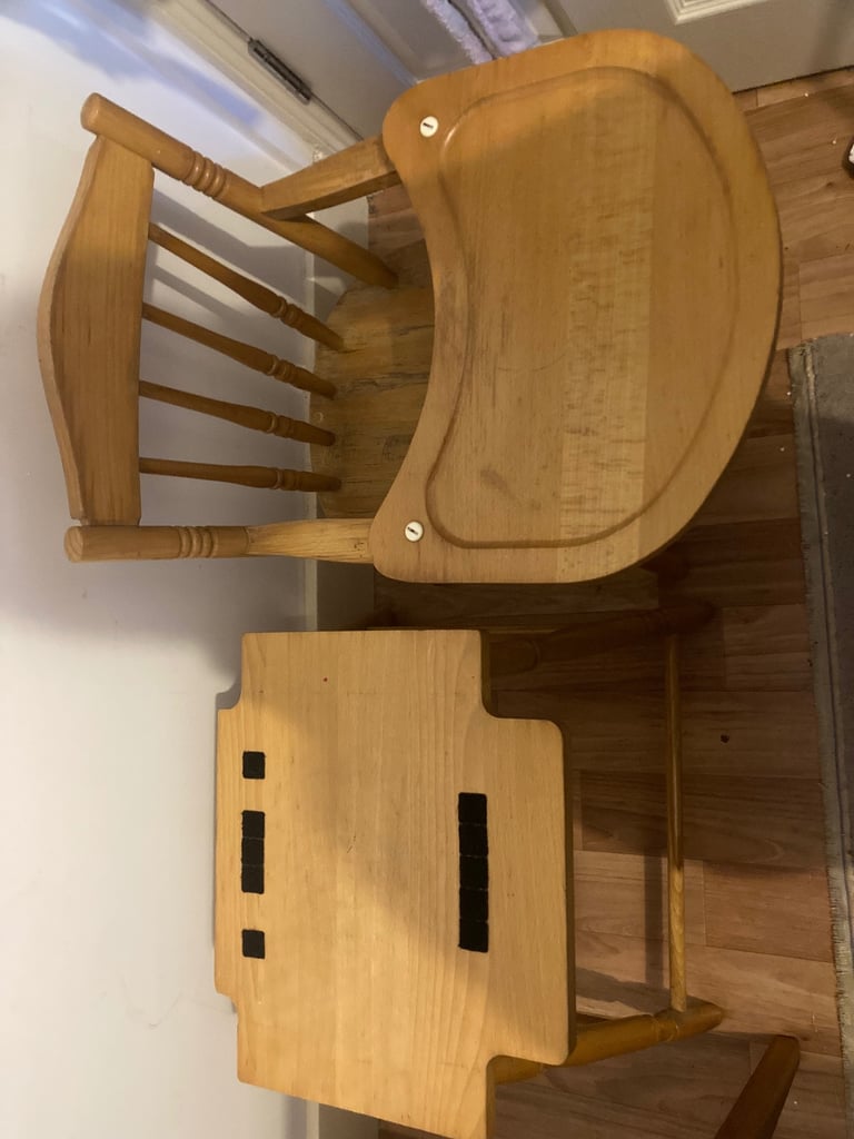 image for Vintage Wooden feeding chair and table set