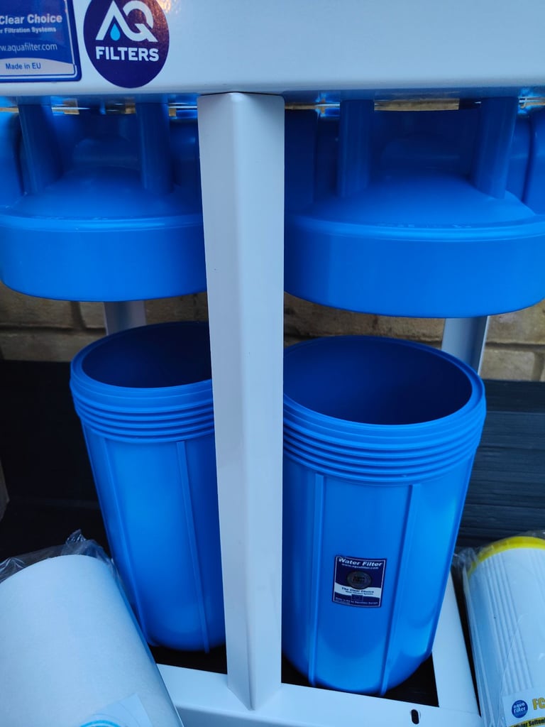 AQUAFILTER 10" Big Blue Whole House Water Filter System + Water Softening Filters NEW