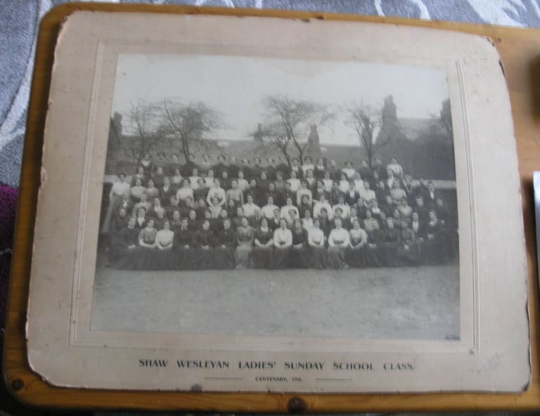 Antique Photograph 1911. Shaw Wesyelan Ladies Sunday School Class Centenary.