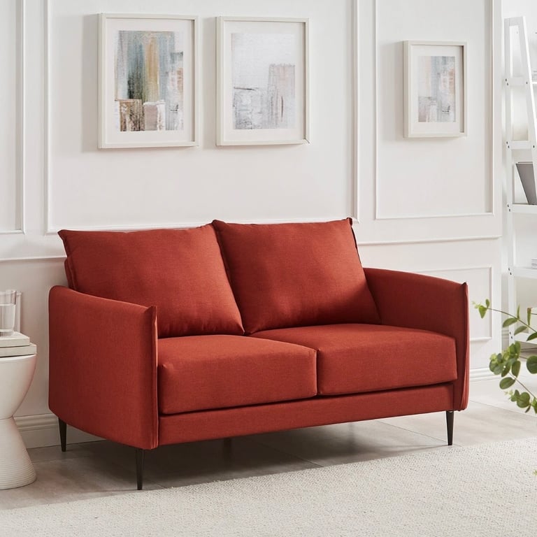 image for *New* Burnt Orange Fabric Sofa 2 Seater 