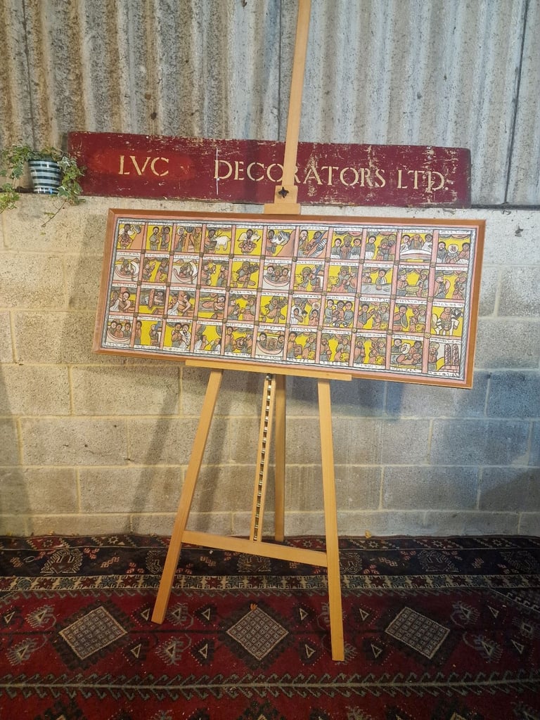 image for Circa 1930s Ethiopian Narrative Painting – The Queen of Sheba and King Solomon