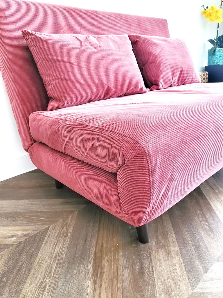 Lovely Corduroy Berry Colour Double Click Clack Sofa Bed 