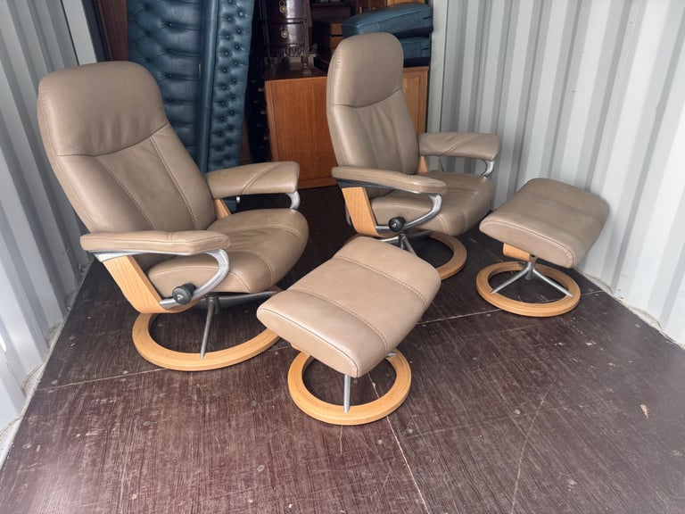 image for Ekornes Stressless Signature  Leather Chairs & Footstools Possible Delivery 