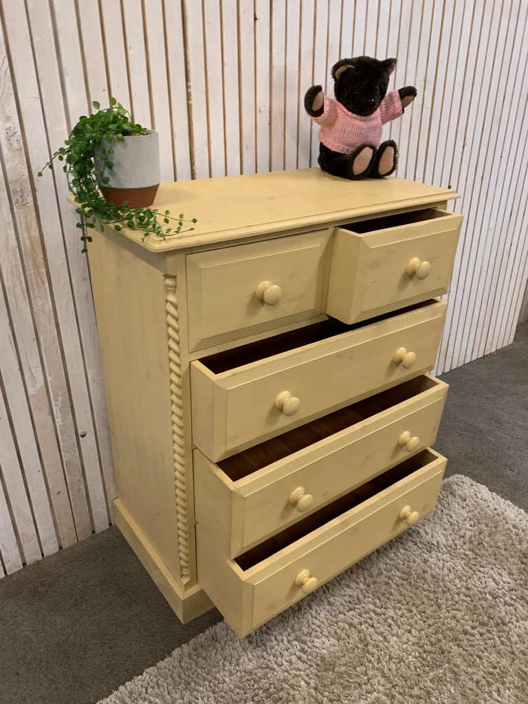  Chest of Drawers Large 2 over 3 Buttermilk Yellow Colour. Timeless Quality!