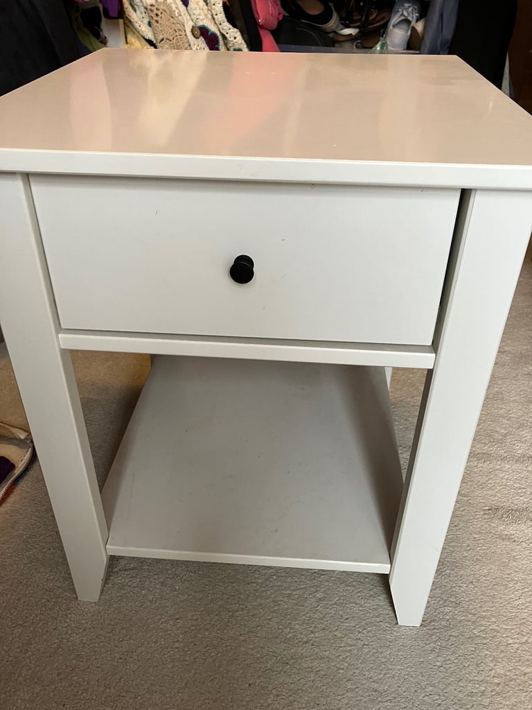 Pair of Solid Wood White Bedside Tables - Good Condition