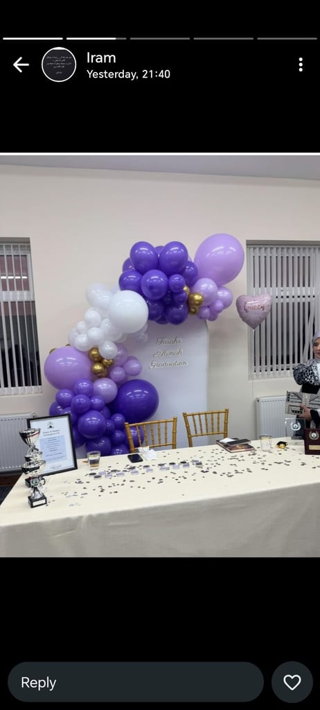 Party event balloon backdrop for hire and desserts 