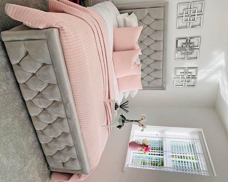 New HEAVEN Hilton Luxury Bed Grey & Cream Color ~~ BRAND NEW = Single , Double & King Size C O D ~~