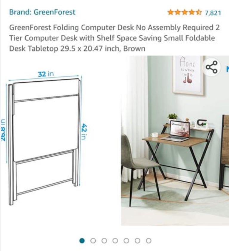 Brown folding desk with monitor shelf