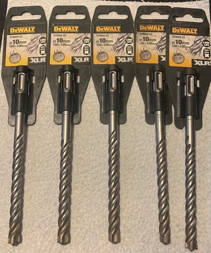 DEWALT DT8928-QZ PACK OF 5 10MM X 160MM QUAD 4 CUTTER LONG LIFE SDS DRILL BITS ALSO IN OTHER SIZES