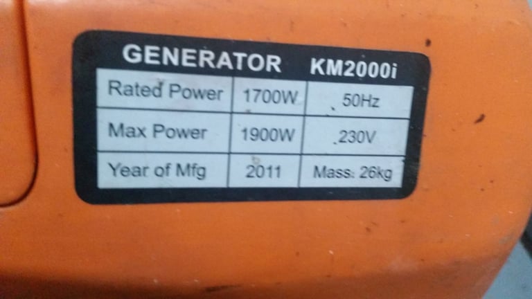kiam 240v km2000i generator ready for use 
