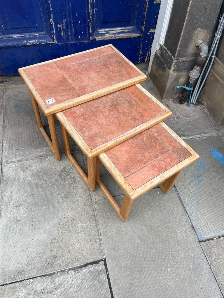 image for Nest of Three Tiled Top Tables . Sturdy tables . 