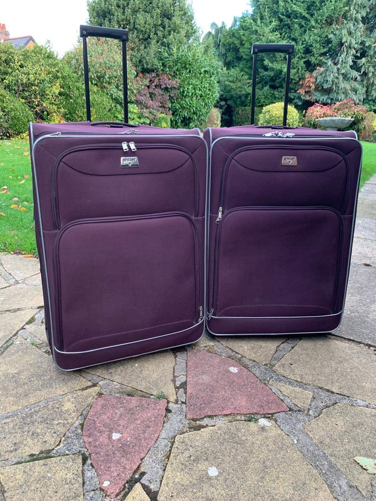 Pair of Large Antler Suitcases