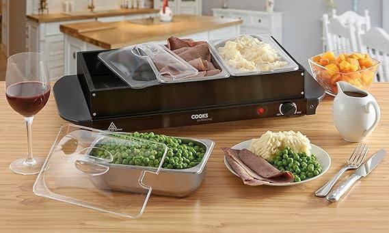 ::: Cooks Professional 3 Section Buffet Warmer and Hot Plate :::
