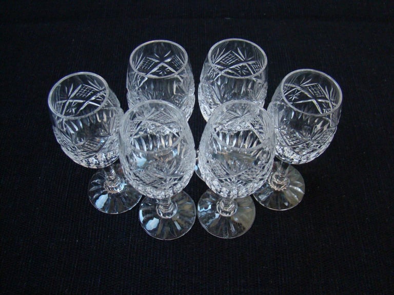 image for Royal Brierley Cut Crystal Liqueur Glasses x 6 Chester Design