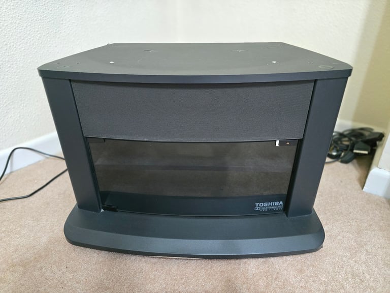 image for Black TV stand /cabinet. on casters mobile 