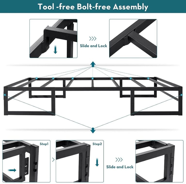 Double Bed Frame Base 31.5cm Metal Platform Mattress Foundation. RRP £65