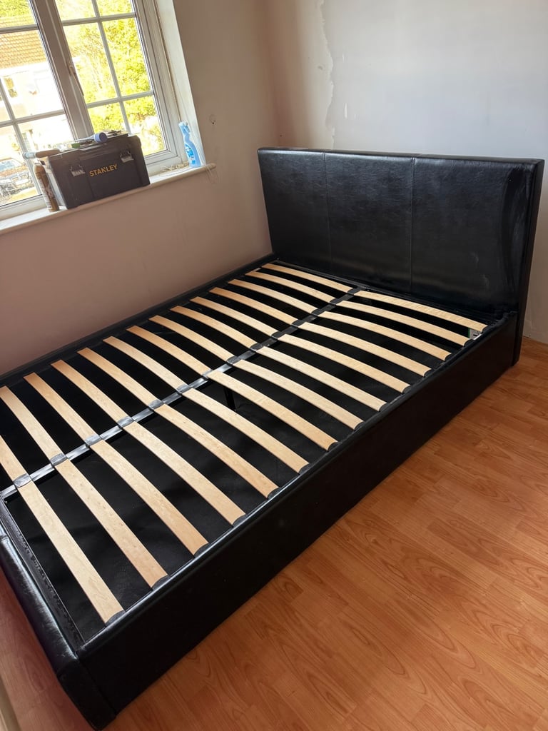 Faux leather king size bed 