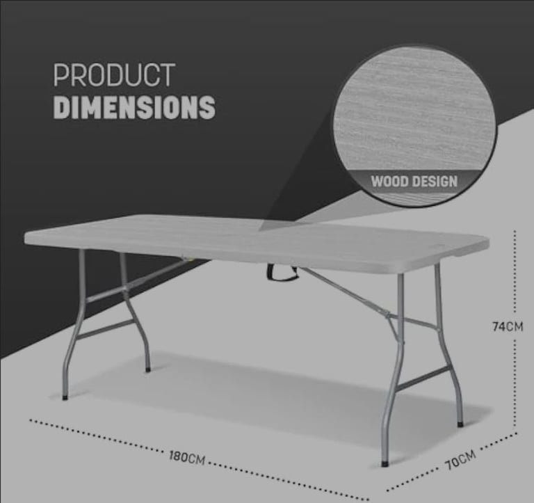 A new ( slight seconds ) 6ft plastic and metle  Folding Table with 