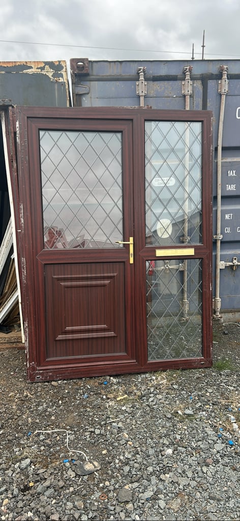 Brown pvc door and sidelights 