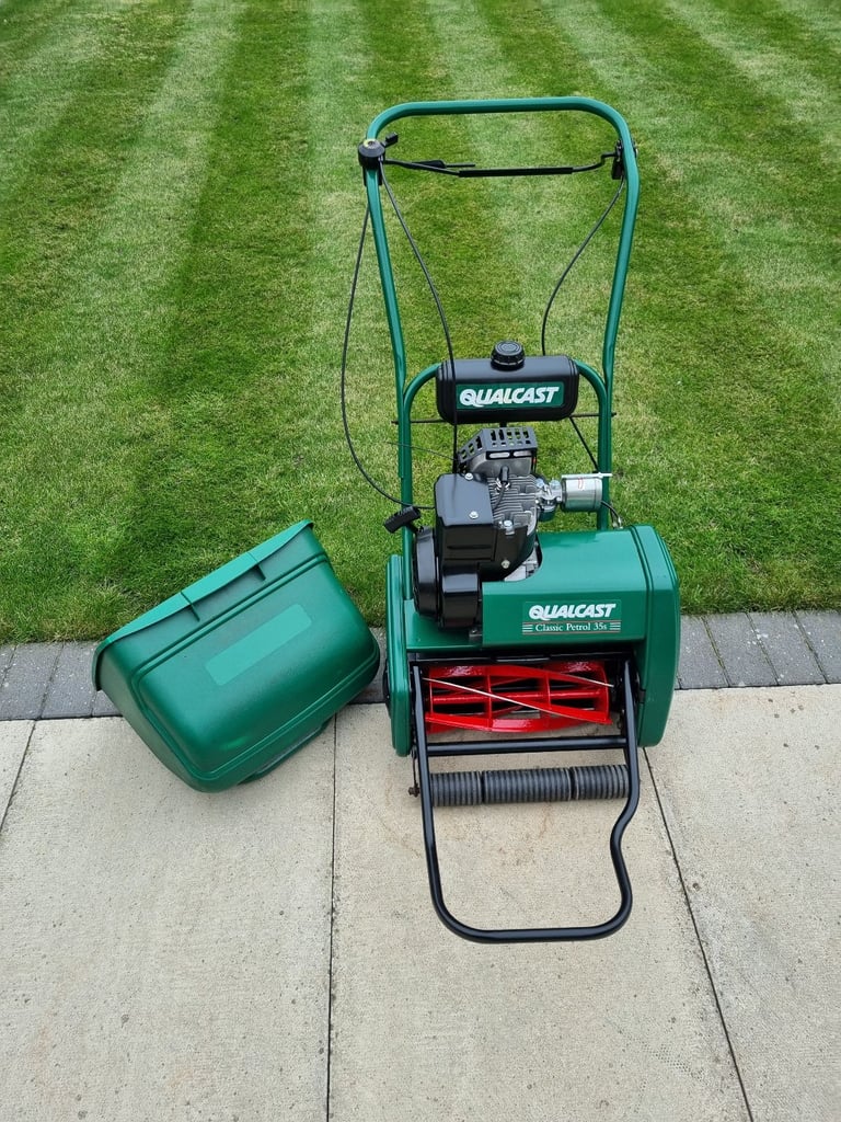 image for Serviced Qualcast 35s self propelled Petrol Cylinder Lawnmower with rear roller
