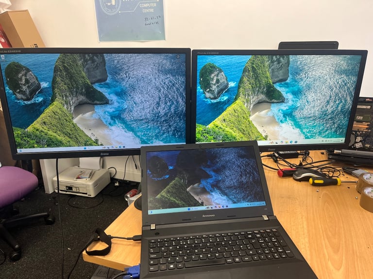 image for 24” dual monitors hdmi with stand 