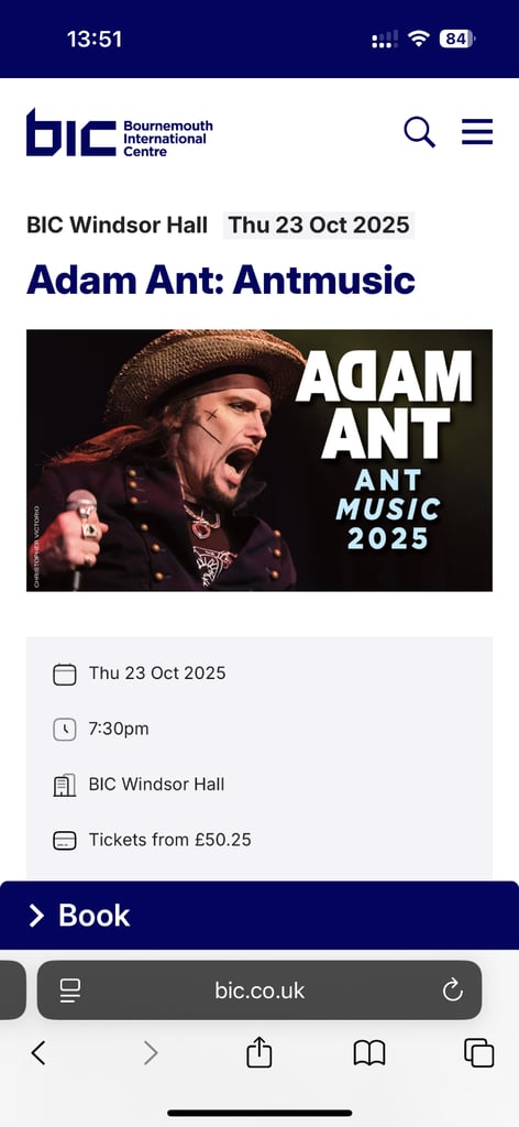 image for 2X tickets to Adam ant concert 23/10/25