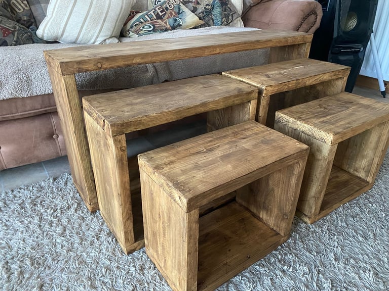 Double nest of tables Rustic, Hand Made reclaimed wood country cottage