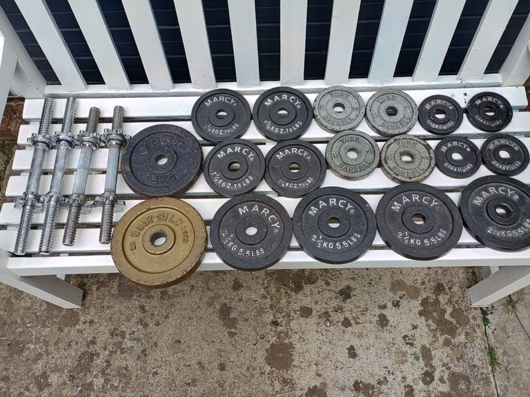 image for Weight plates York & Marcy & 4 Dumbbell Bars