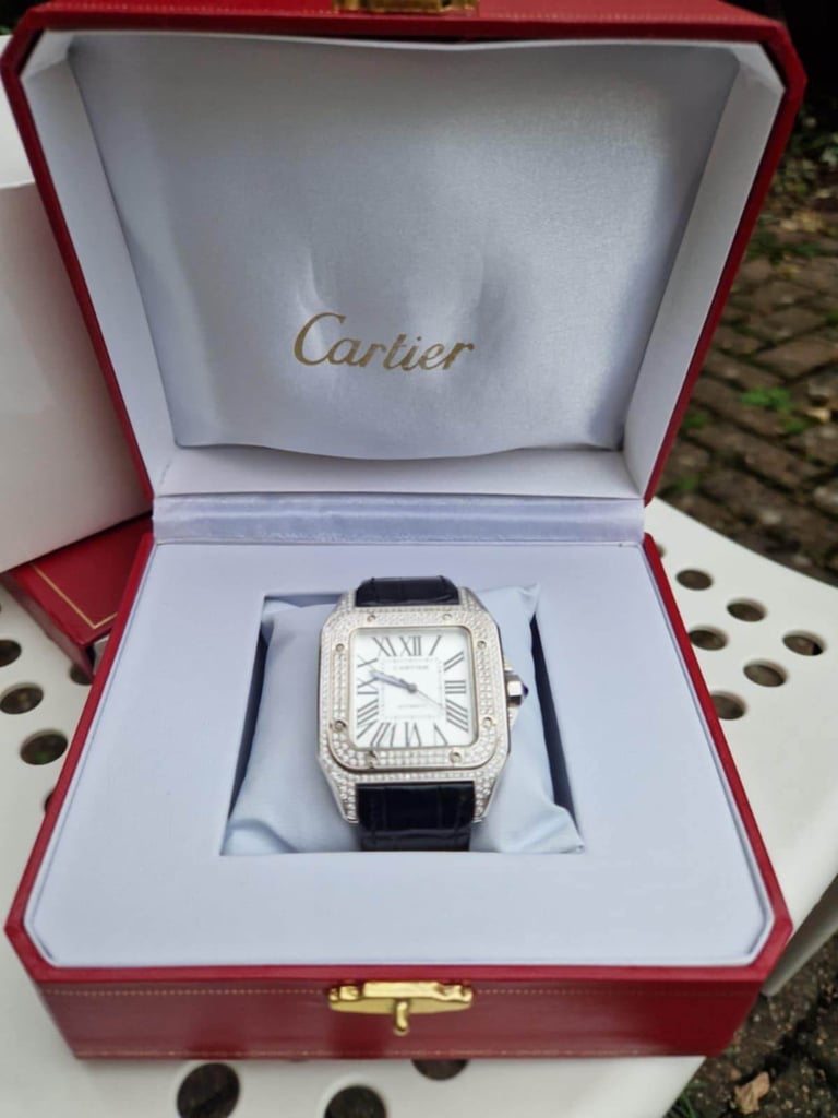 Men cartier watch super lux iced santos
