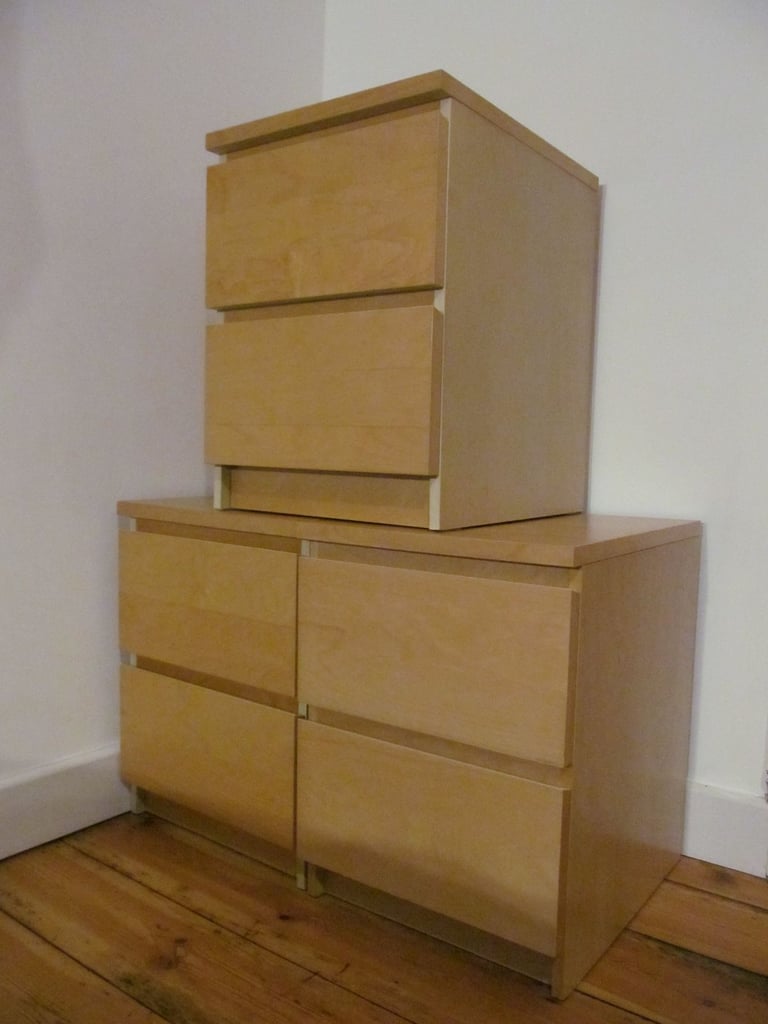 IKEA Malm bedside chest of drawers, beech effect, 3 available
