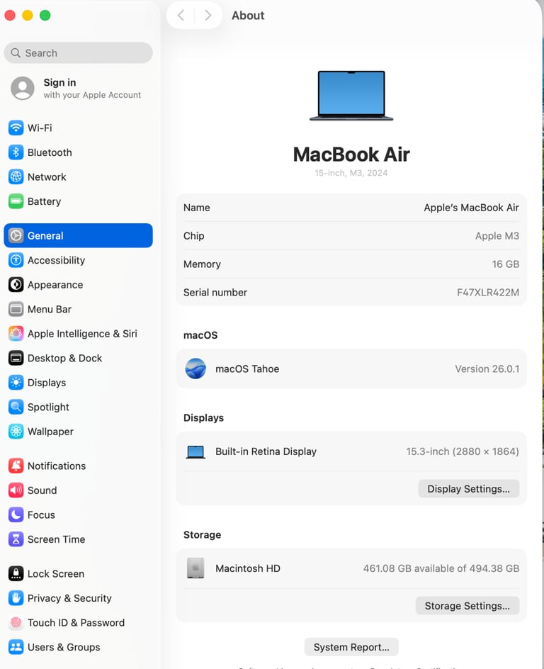 2024 MacBook Air 15” ( M3 - 16GB - 500GB SSD - 100% Battery) Apple accidental Warranty 