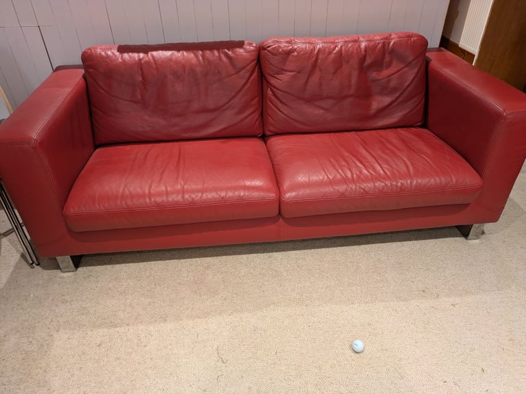 image for Red leather* sofa - Designwerk