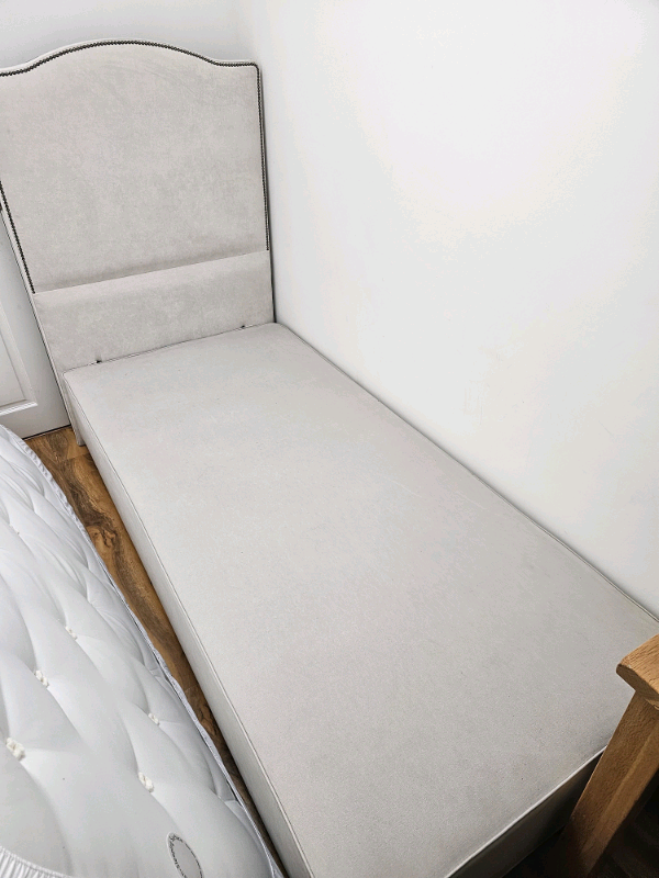 image for Sprung divan single bed with headboard