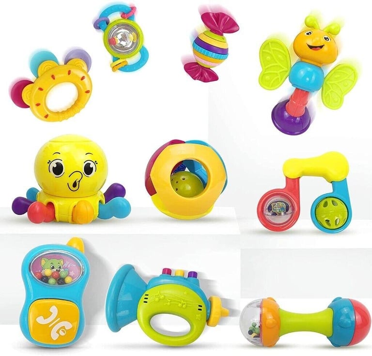 Wholesale 10 Pcs Early Education Baby Rattle Sets for 0-1 Year Boys and Girls (24 Units, £8.25/Unit)