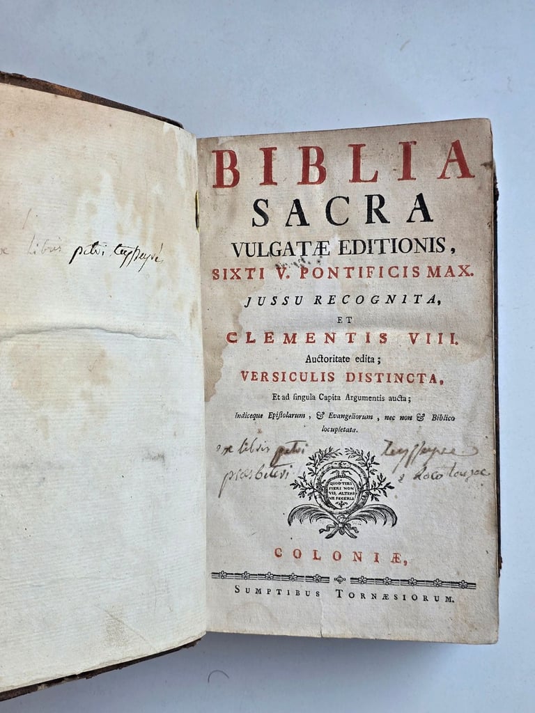 image for 1600s Antiquarian Biblia Sacra (Holy Bible) Latin Vulgate Catholic Leatherbound Printed in Cologne