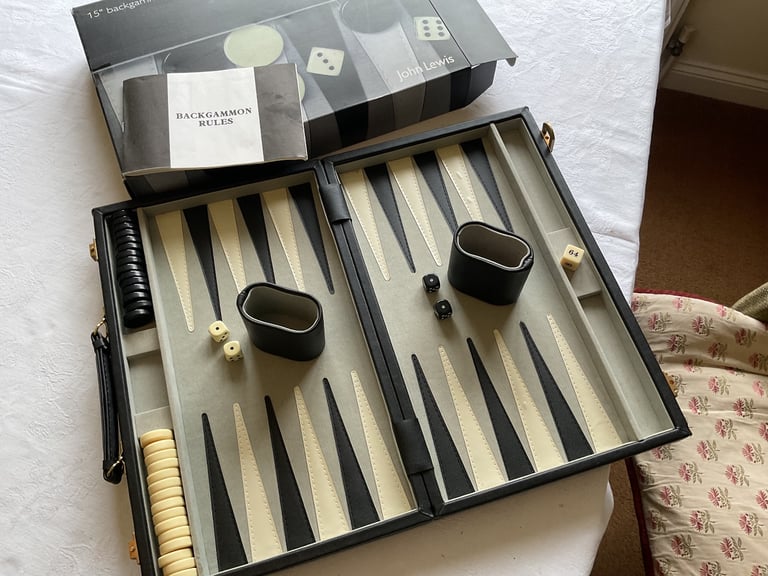 John Lewis Backgammon set in a Leather Briefcase