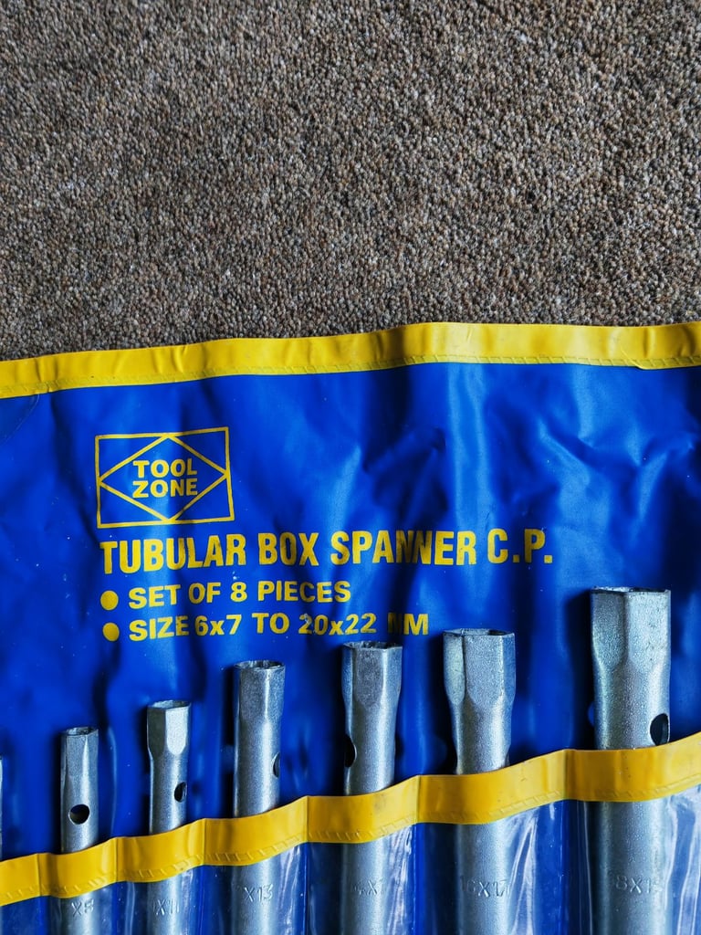 Tubular box spanner set of 8.