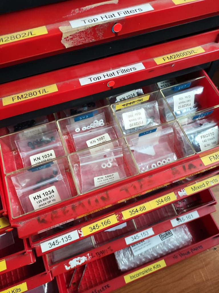 Storage Chest Containing Hundreds of Pounds Worth of Spray Gun Parts