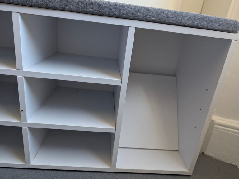Wooden Shoe Bench Storage Shoe Cabinet Rack Hallway Cupboard Organizer with Seat Cushion