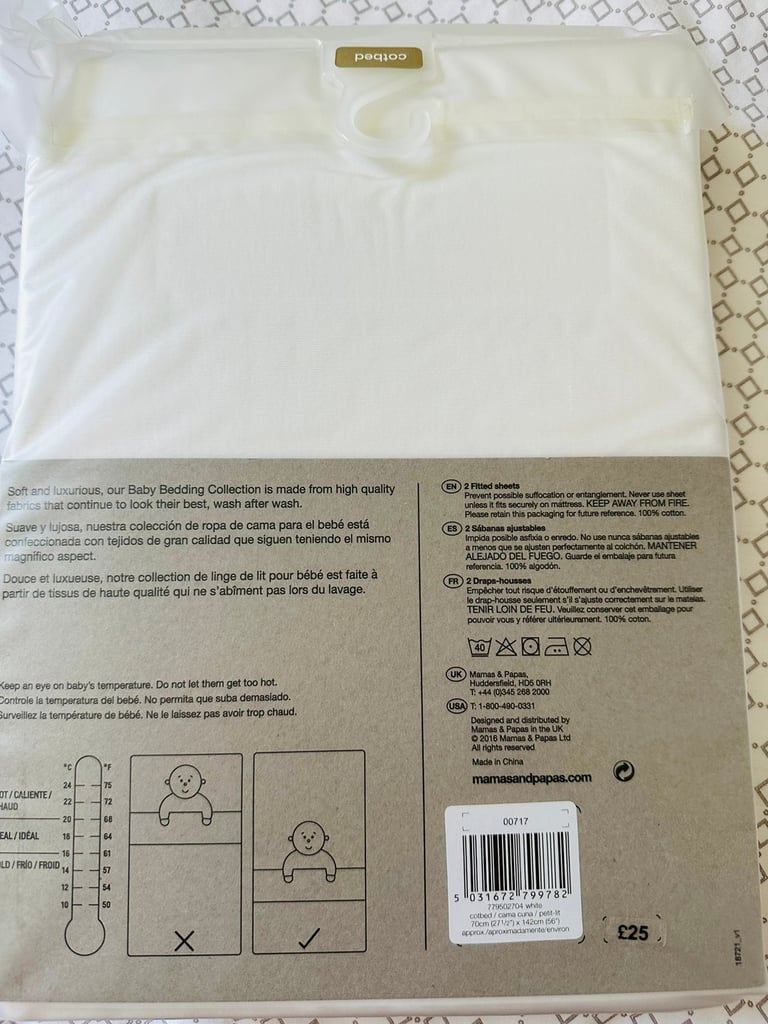 image for Mamas Papas Fitted sheet (cot bed)