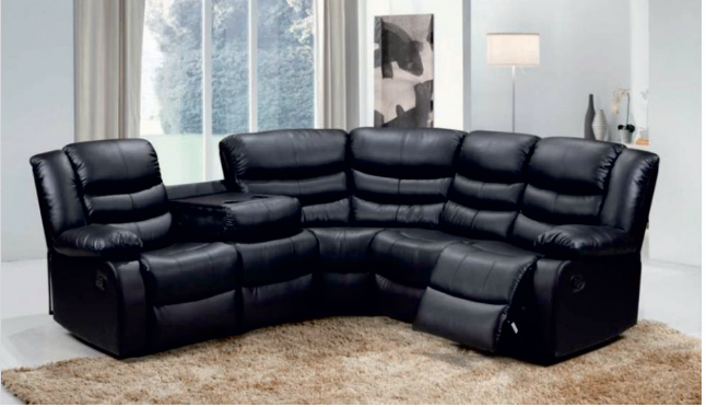 BRAND NEW 5-Seater Black Leather Recliner Sofa (Unwanted)