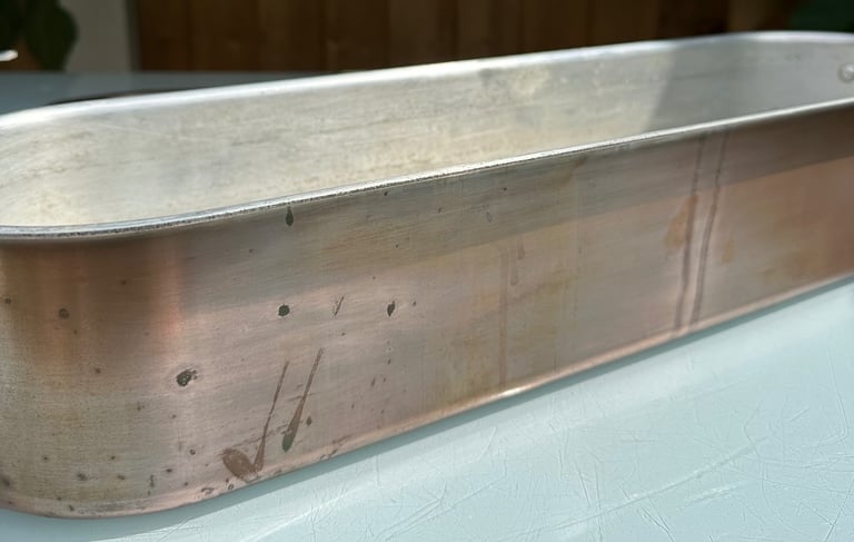 LARGE VINTAGE FRENCH COPPER FISH KETTLE, POISSONIERE, POACHER, L70cm - TOURNUS FRANCE - WILL POST!