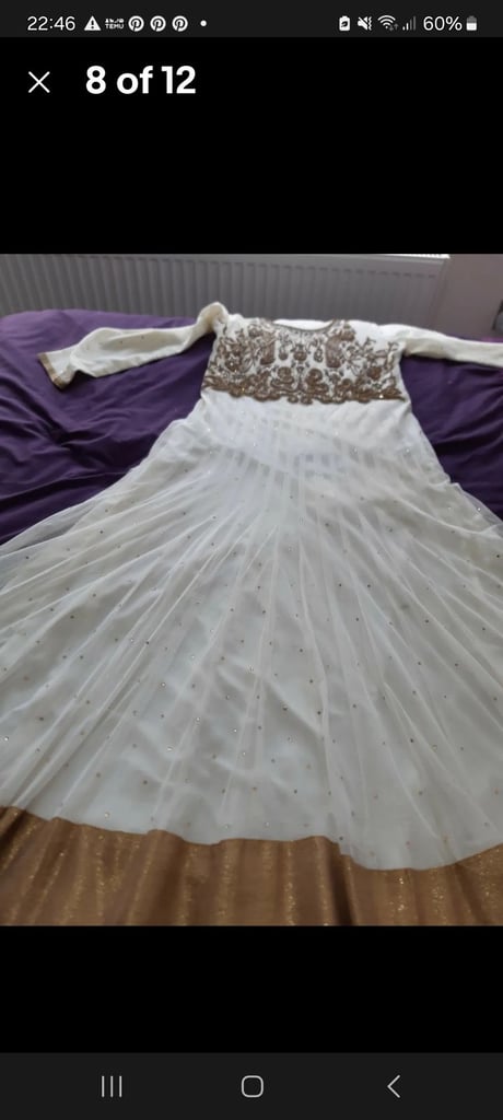 Pakistani Indian Party Dress Excellent Condition Cream With Gold Dimonds