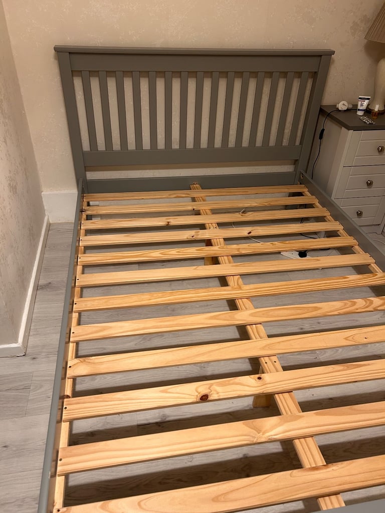 image for Double grey wooden bed frame