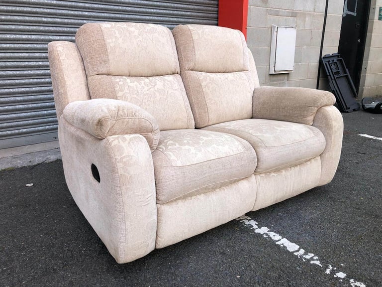 RECLINER Beige Fabric 2 Seater Sofa 