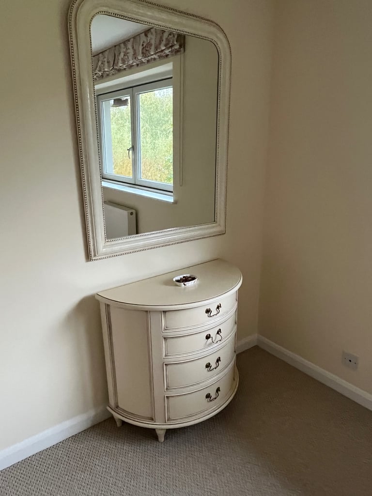 Laura Ashley Clifton chest of drawers, mirror and bedside table, Ivory